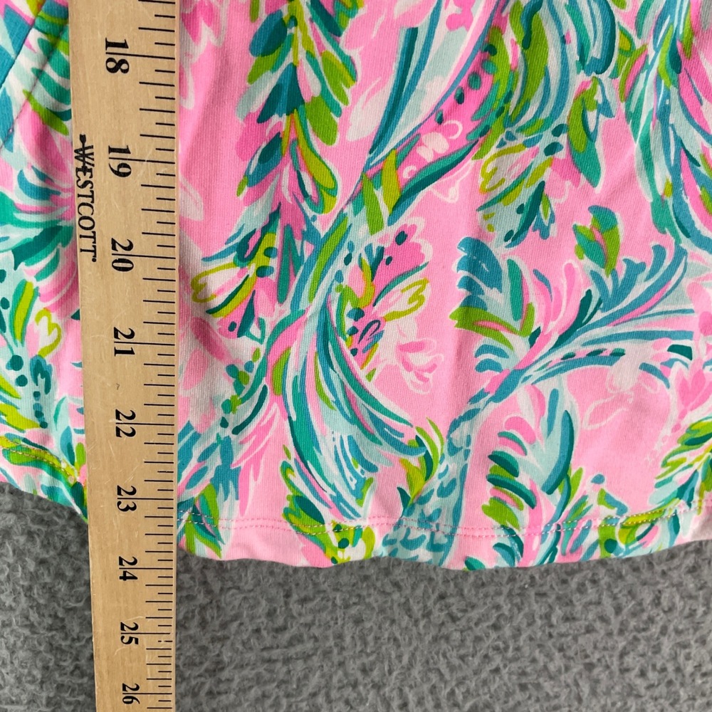 Lilly Pulitzer Skipper Popover Women XS Pink Tropical Feather Half Zip Pullover - Picture 6 of 9